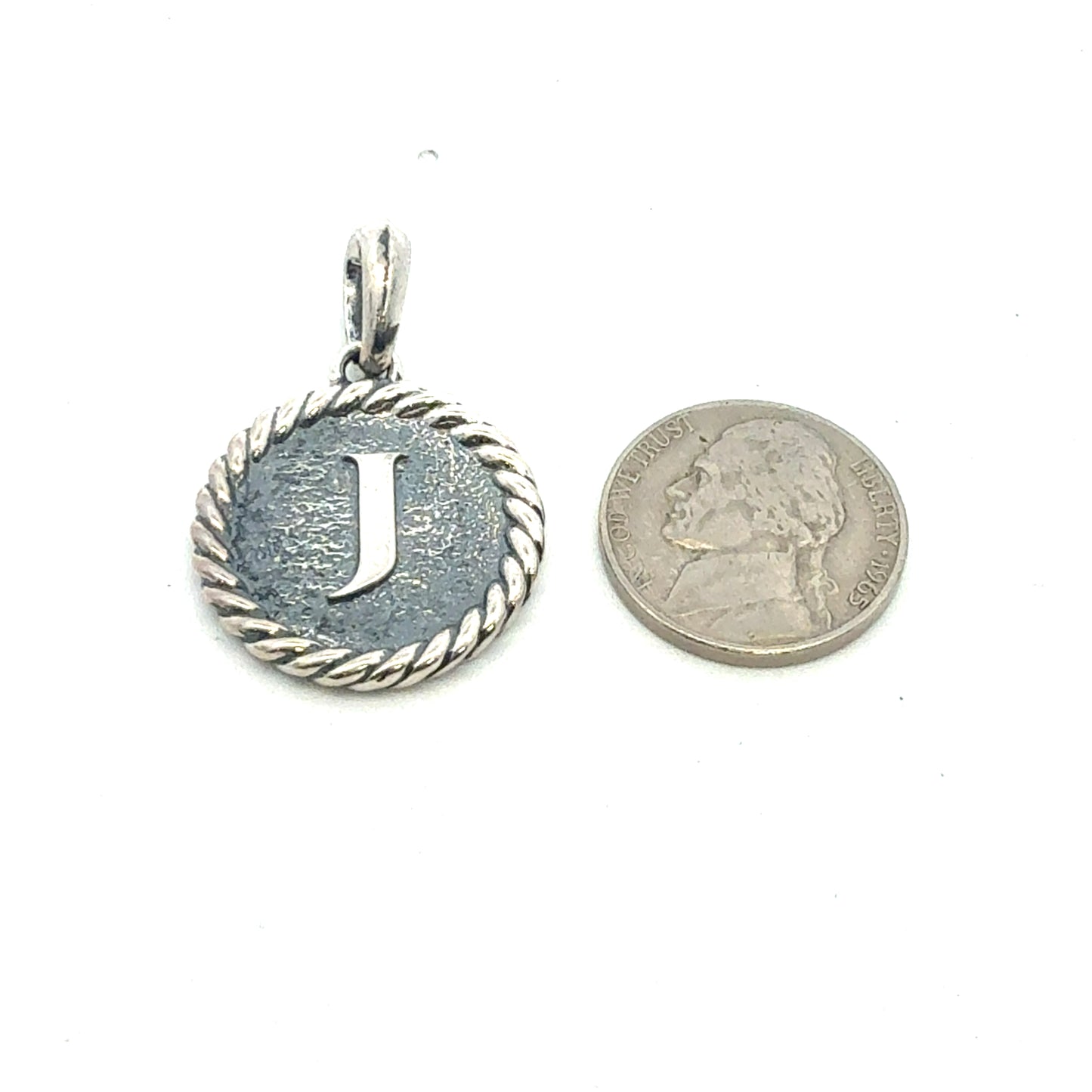 David Yurman J Initial Amulet Pendant Sterling Silver Estate DY674