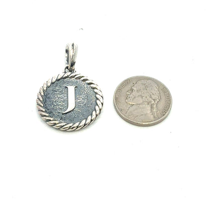 David Yurman J Initial Amulet Pendant Sterling Silver Estate DY674