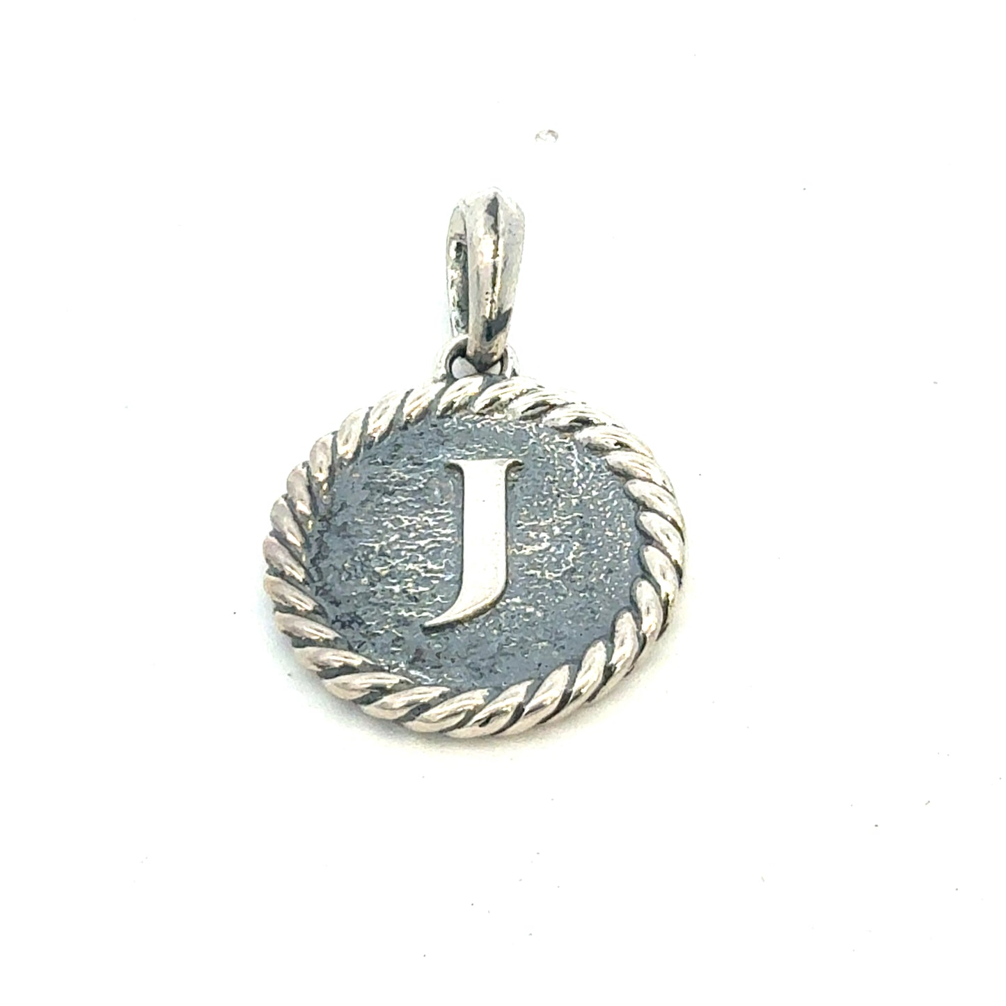 David Yurman J Initial Amulet Pendant Sterling Silver Estate DY674