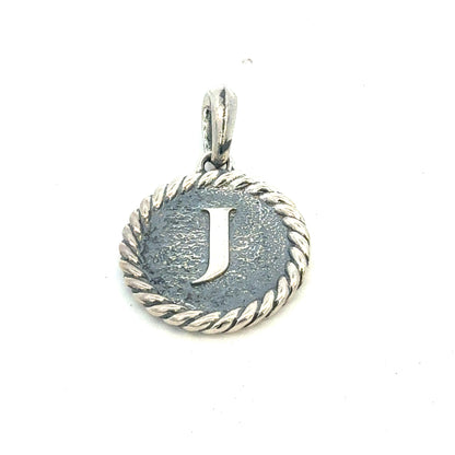 David Yurman J Initial Amulet Pendant Sterling Silver Estate DY674