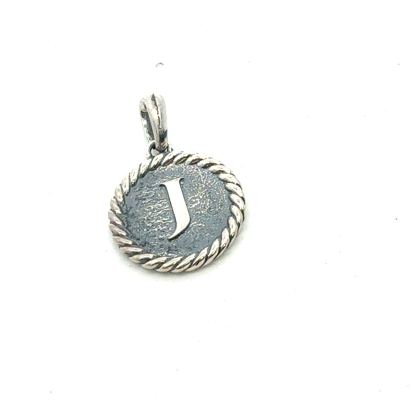 David Yurman J Initial Amulet Pendant Sterling Silver Estate DY674