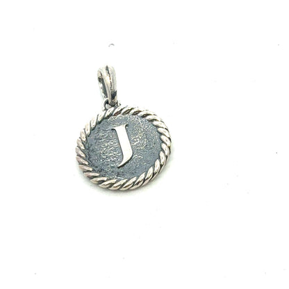 David Yurman J Initial Amulet Pendant Sterling Silver Estate DY674