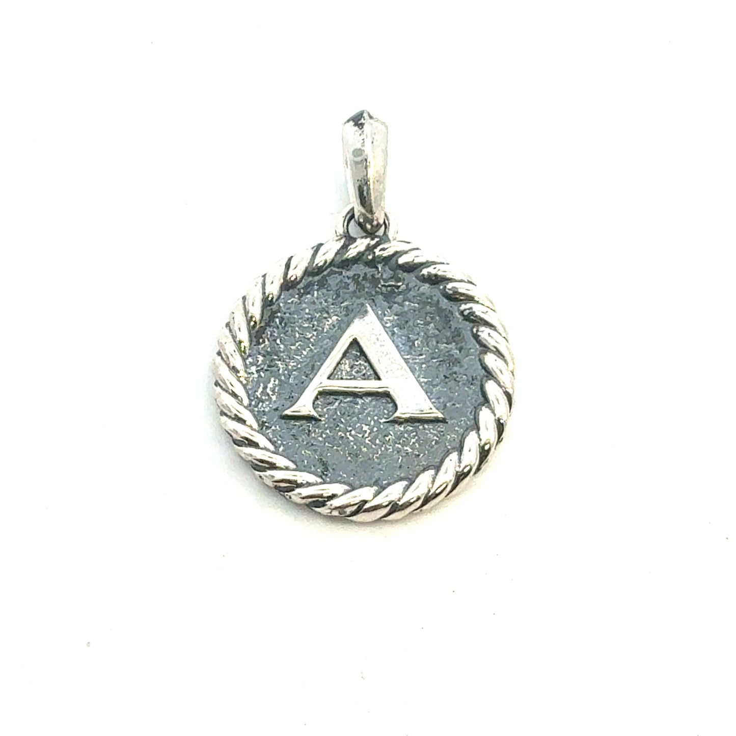 David Yurman A Initial Amulet Pendant Sterling Silver Estate DY675