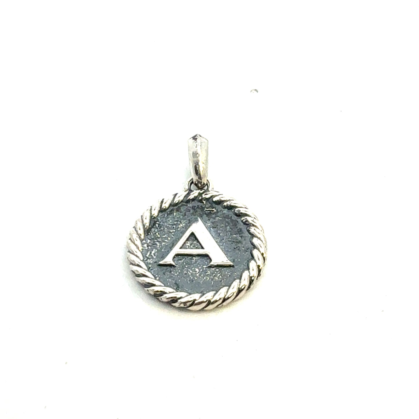 David Yurman A Initial Amulet Pendant Sterling Silver Estate DY675