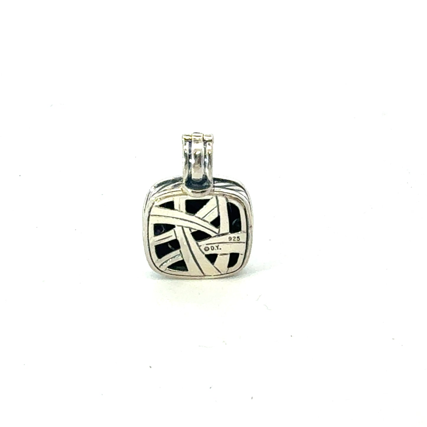 David Yurman Onyx Albion Pendant 11 mm Sterling Silver Estate DY676