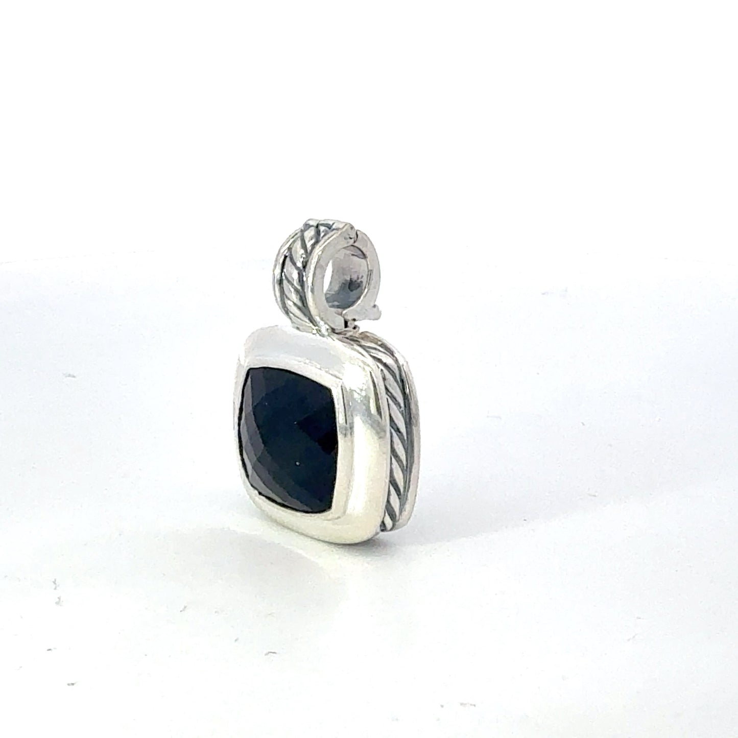 David Yurman Onyx Albion Pendant 11 mm Sterling Silver Estate DY676