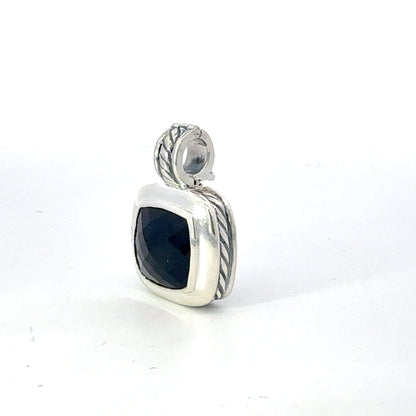 David Yurman Onyx Albion Pendant 11 mm Sterling Silver Estate DY676