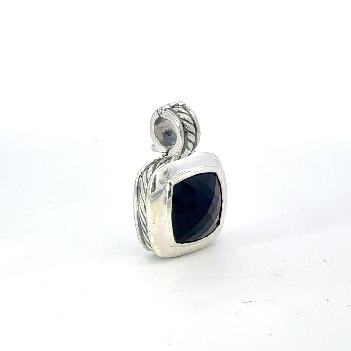 David Yurman Onyx Albion Pendant 11 mm Sterling Silver Estate DY676