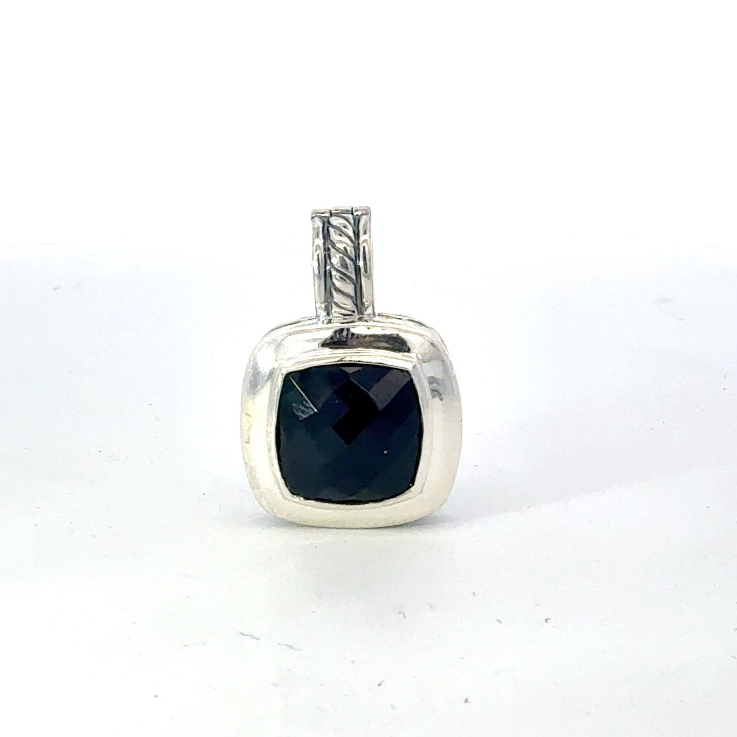 David Yurman Onyx Albion Pendant 11 mm Sterling Silver Estate DY676
