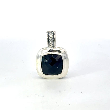 David Yurman Onyx Albion Pendant 11 mm Sterling Silver Estate DY676