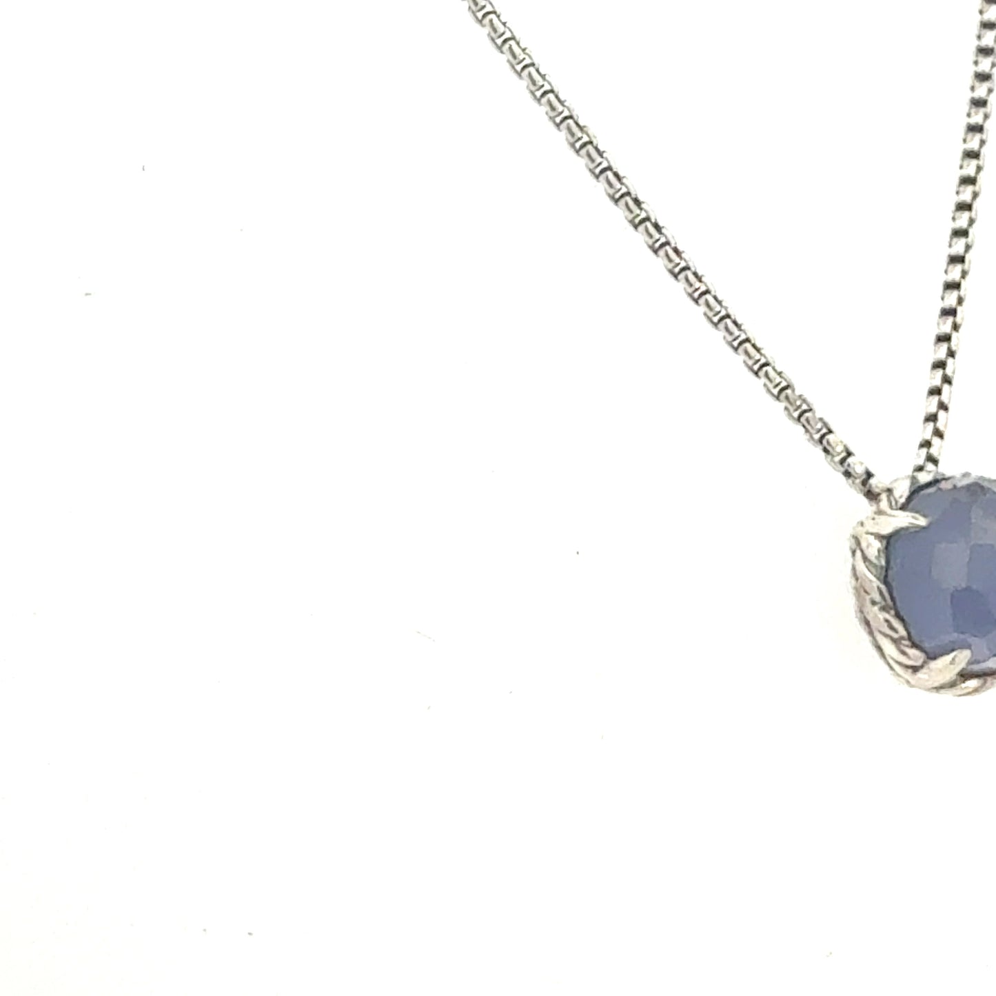 David Yurman Amethyst Pendant Necklace 17" Sterling Silver Estate DY686