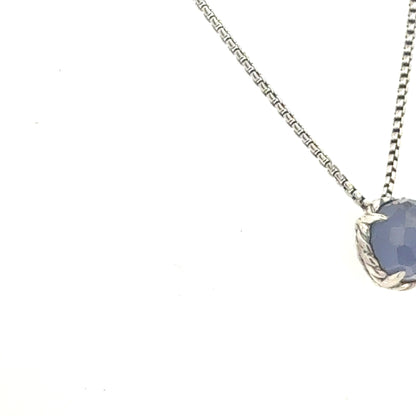 David Yurman Amethyst Pendant Necklace 17" Sterling Silver Estate DY686