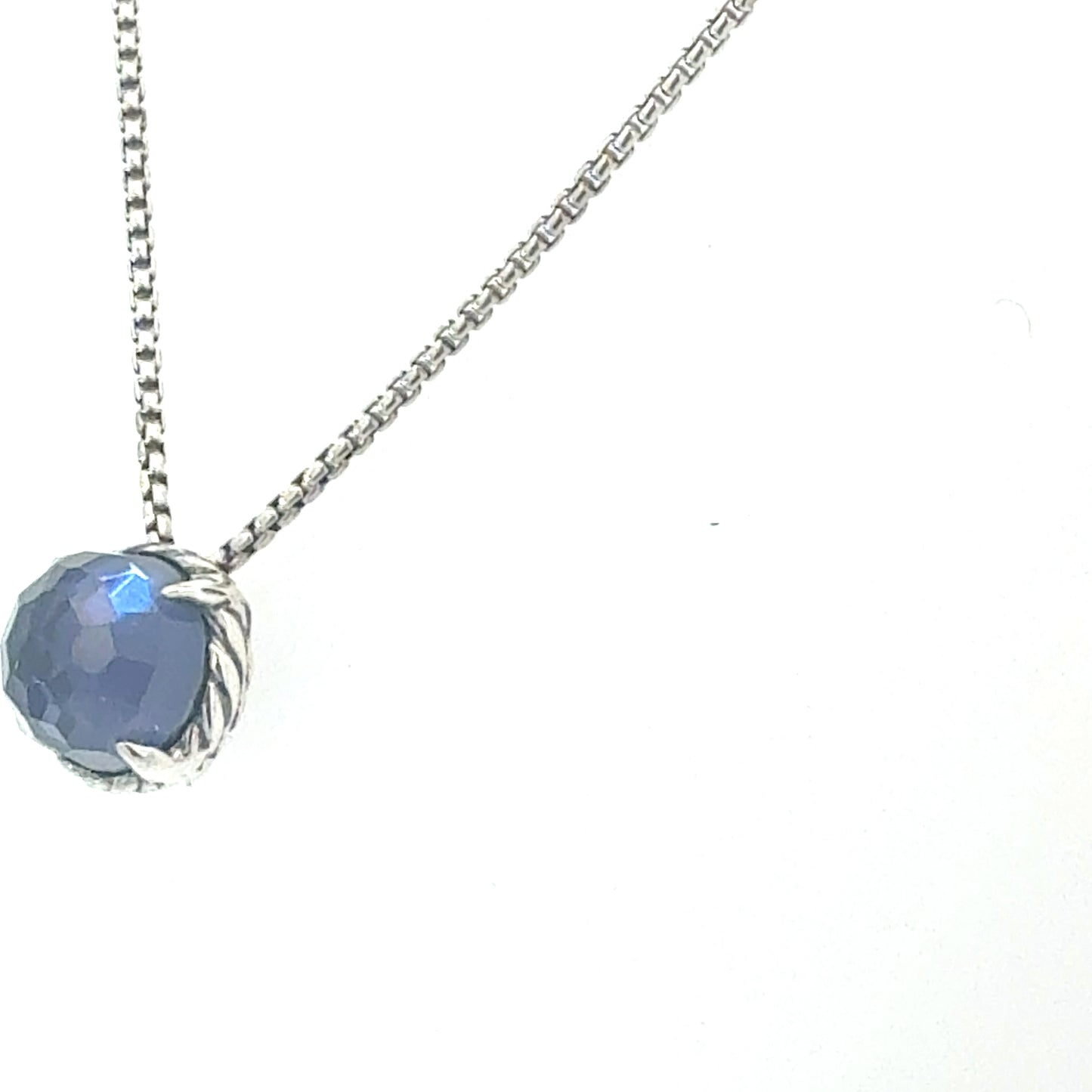 David Yurman Amethyst Pendant Necklace 17" Sterling Silver Estate DY686