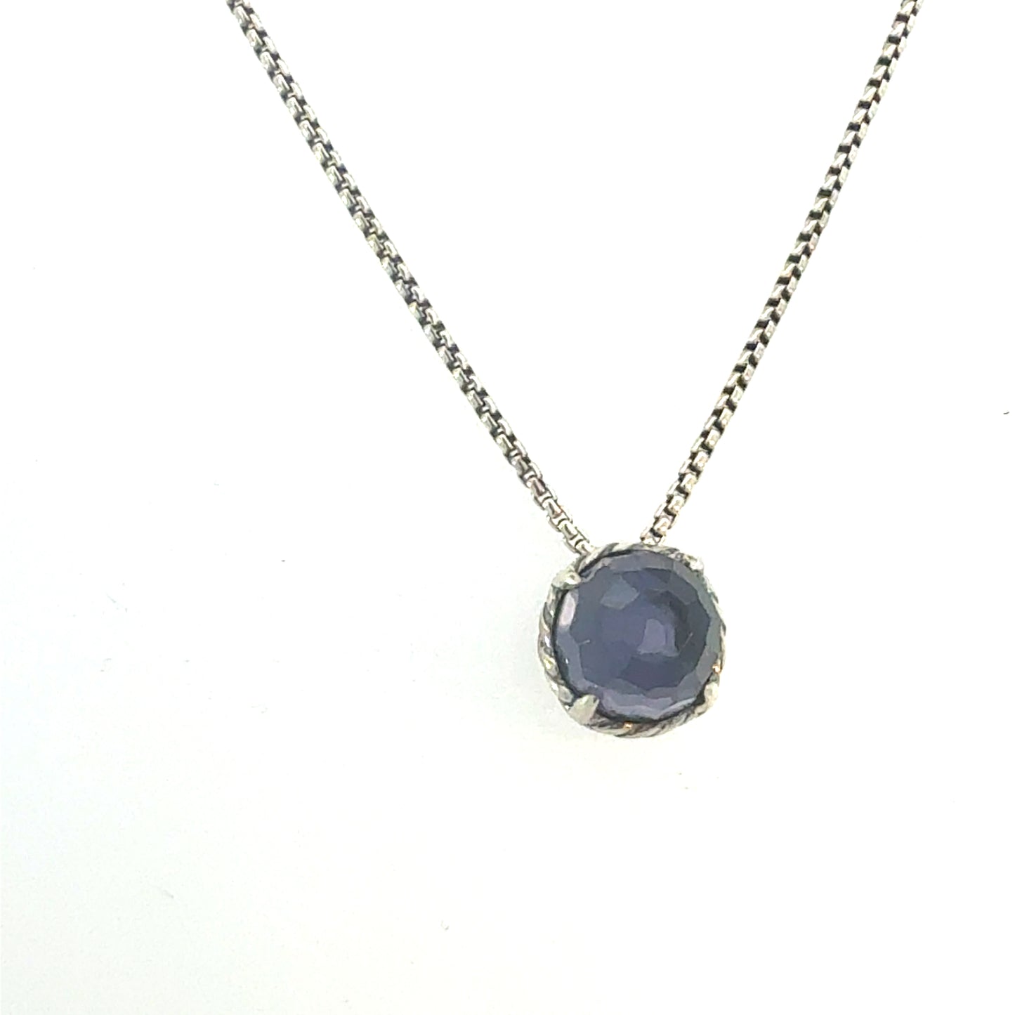 David Yurman Amethyst Pendant Necklace 17" Sterling Silver Estate DY686