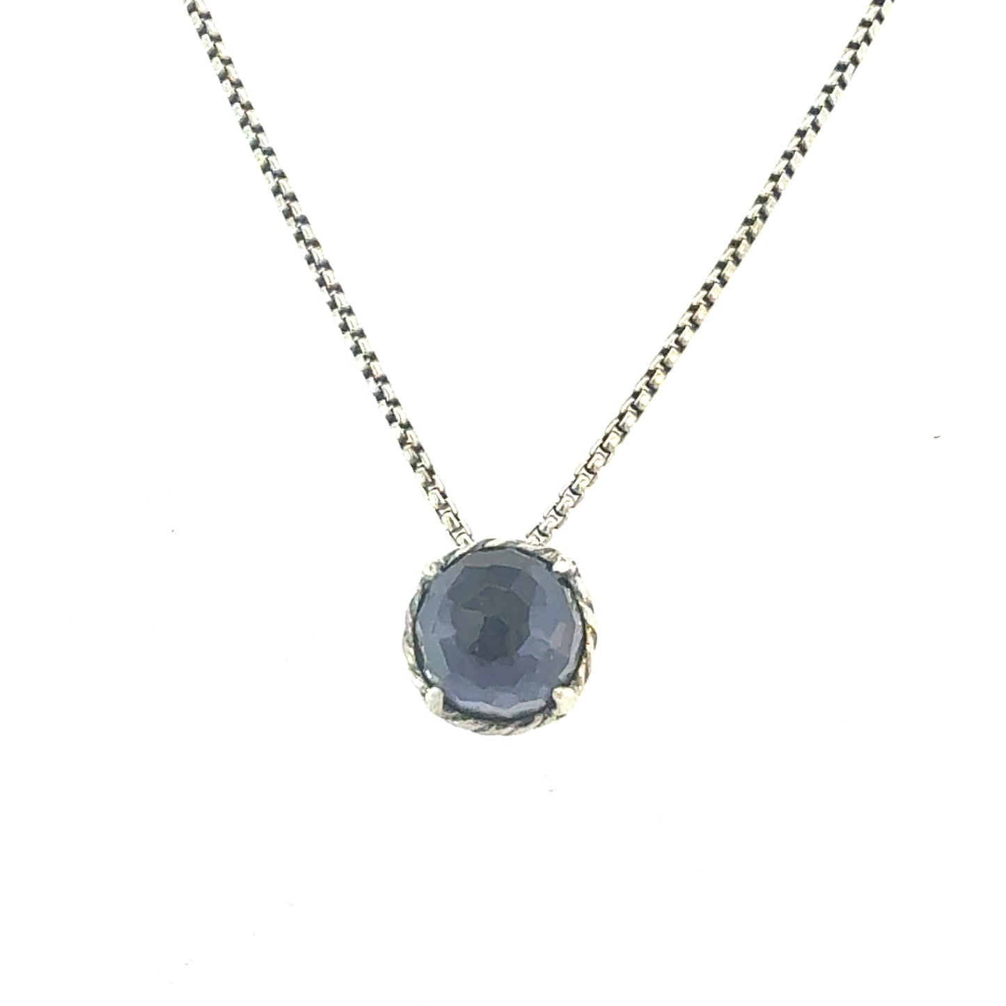 David Yurman Amethyst Pendant Necklace 17" Sterling Silver Estate DY686