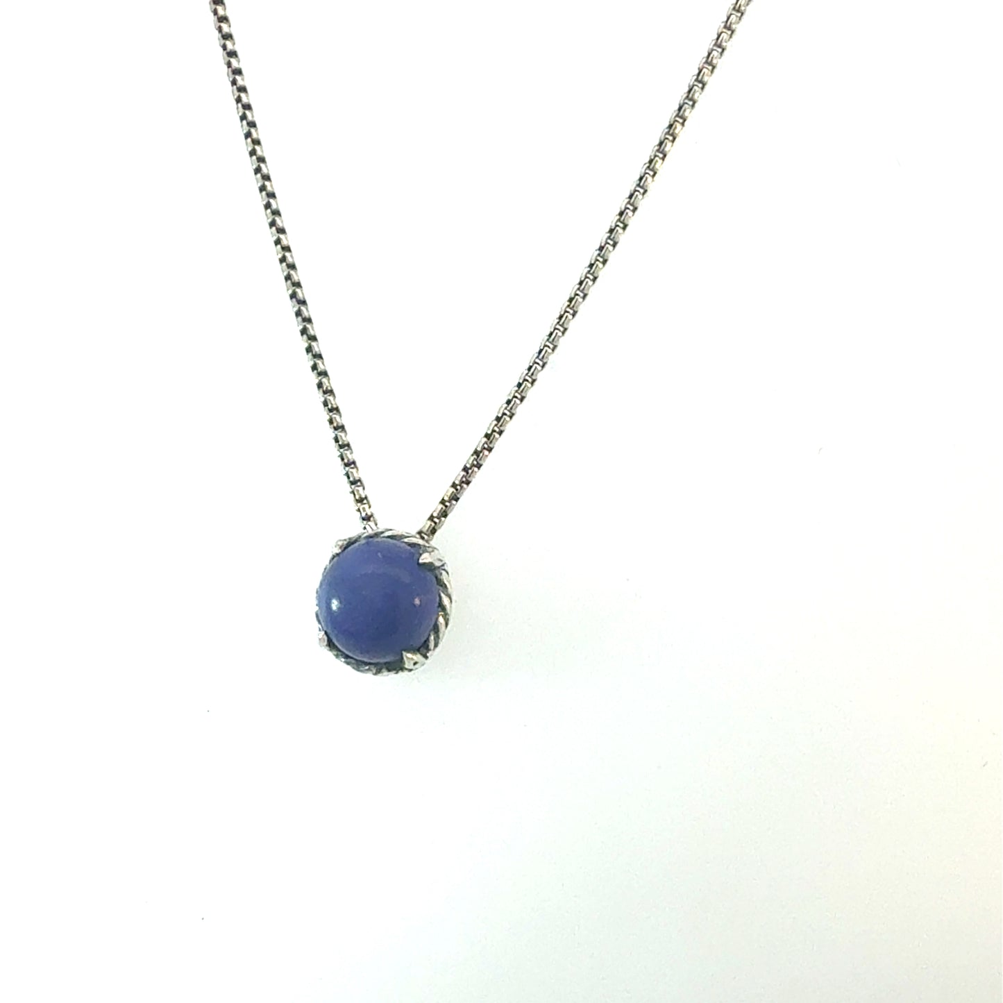 David Yurman Lapis Lazuli Pendant Necklace 17" Sterling Silver Estate DY688