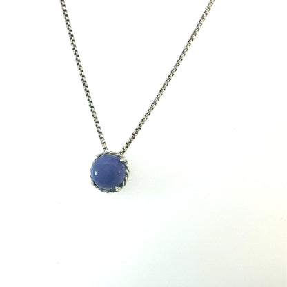 David Yurman Lapis Lazuli Pendant Necklace 17" Sterling Silver Estate DY688
