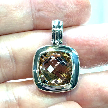 David Yurman Morganite Pendant Sterling Silver Estate DY727