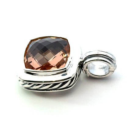 David Yurman Morganite Pendant Sterling Silver Estate DY727