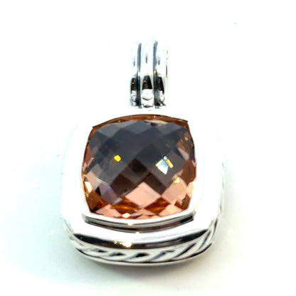 David Yurman Morganite Pendant Sterling Silver Estate DY727