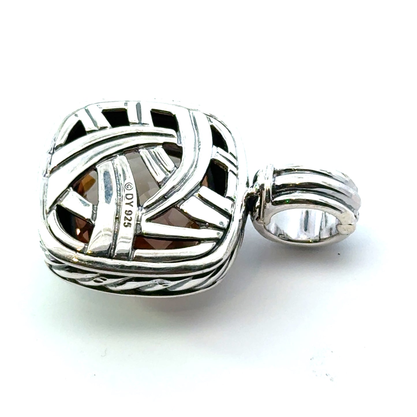 David Yurman Morganite Pendant Sterling Silver Estate DY727