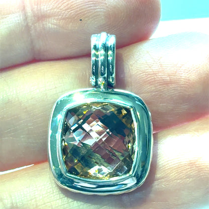 David Yurman Morganite Pendant Sterling Silver Estate DY727