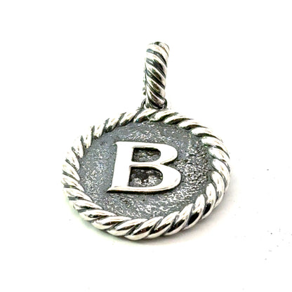 David Yurman Letter B Amulet Sterling Silver Estate DY733