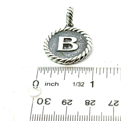 David Yurman Letter B Amulet Sterling Silver Estate DY733
