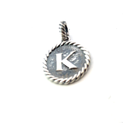David Yurman Letter K Amulet Sterling Silver Estate DY734