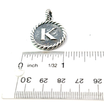 David Yurman Letter K Amulet Sterling Silver Estate DY734