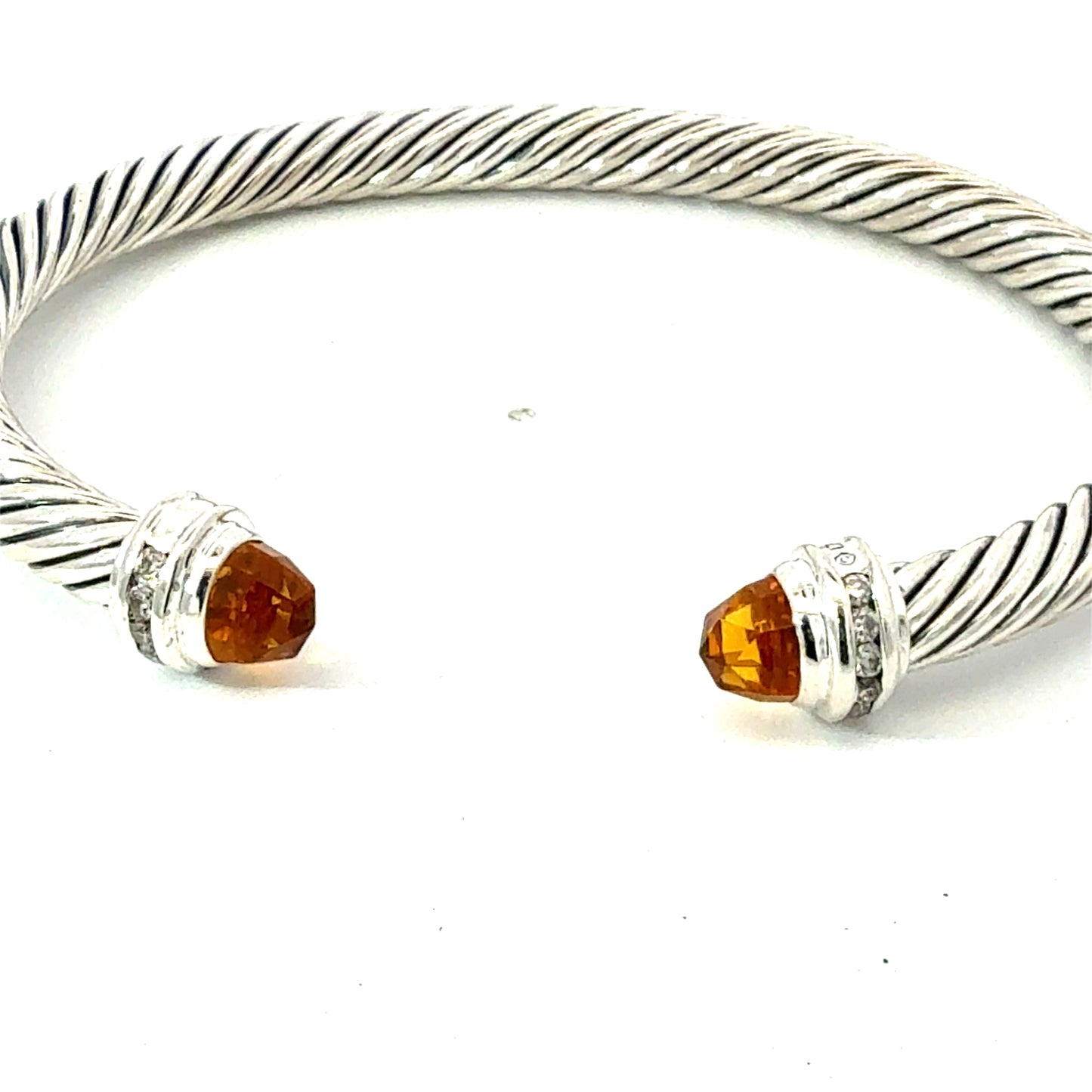 David Yurman Diamond Madeira Citrine Cuff Bracelet Size M 5 mm Silver Estate DY738