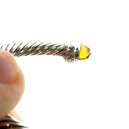 David Yurman Diamond Madeira Citrine Cuff Bracelet Size M 5 mm Silver Estate DY738