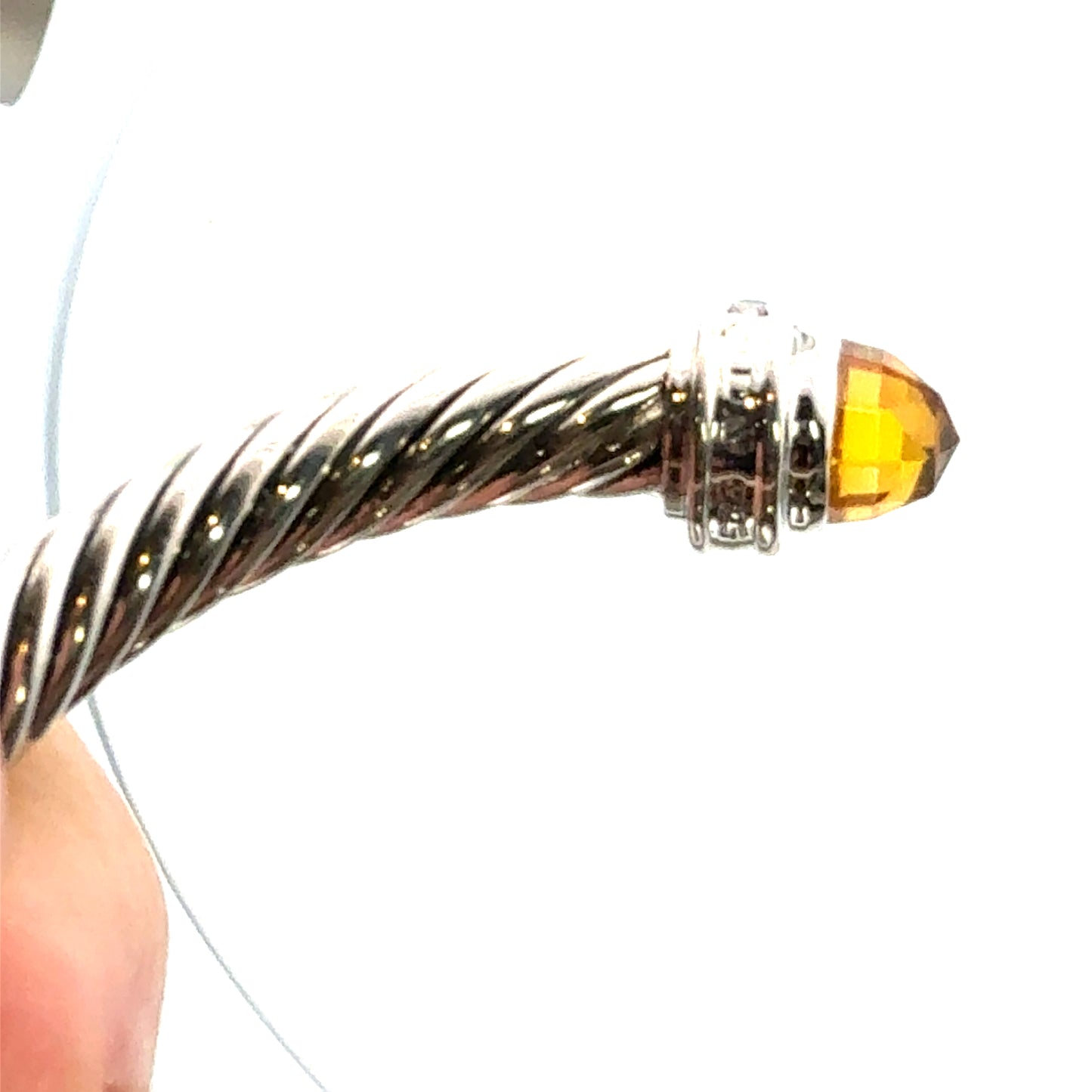 David Yurman Diamond Madeira Citrine Cuff Bracelet Size M 5 mm Silver Estate DY738