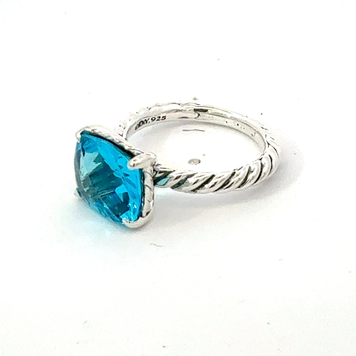 David Yurman Blue Topaz Ring Size 7 Silver Estate DY745