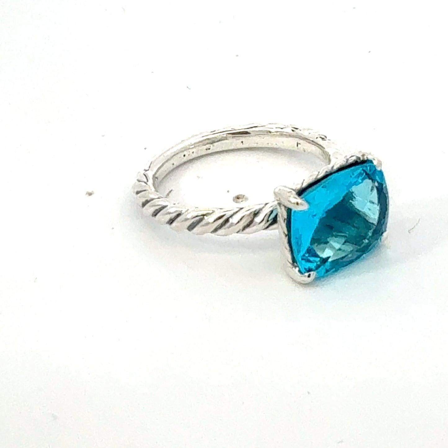 David Yurman Blue Topaz Ring Size 7 Silver Estate DY745