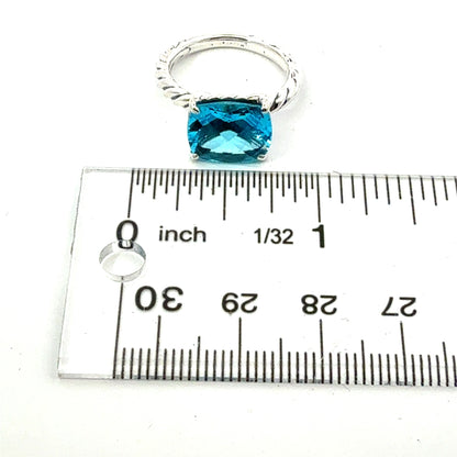David Yurman Blue Topaz Ring Size 7 Silver Estate DY745