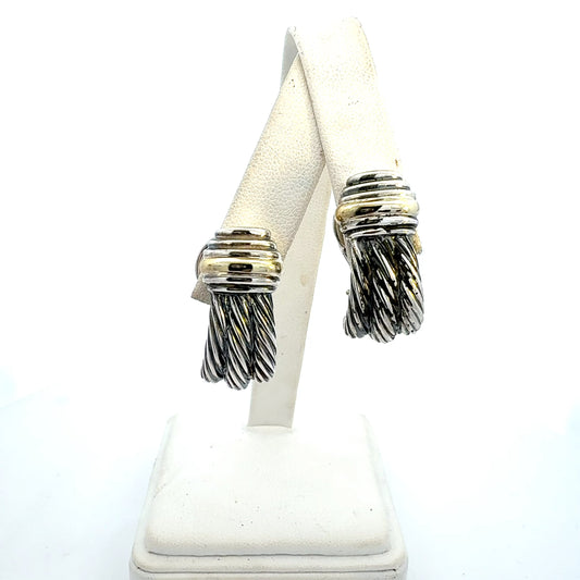 David Yurman Omega Back Earrings 14k Gold Sterling Silver Estate DY746