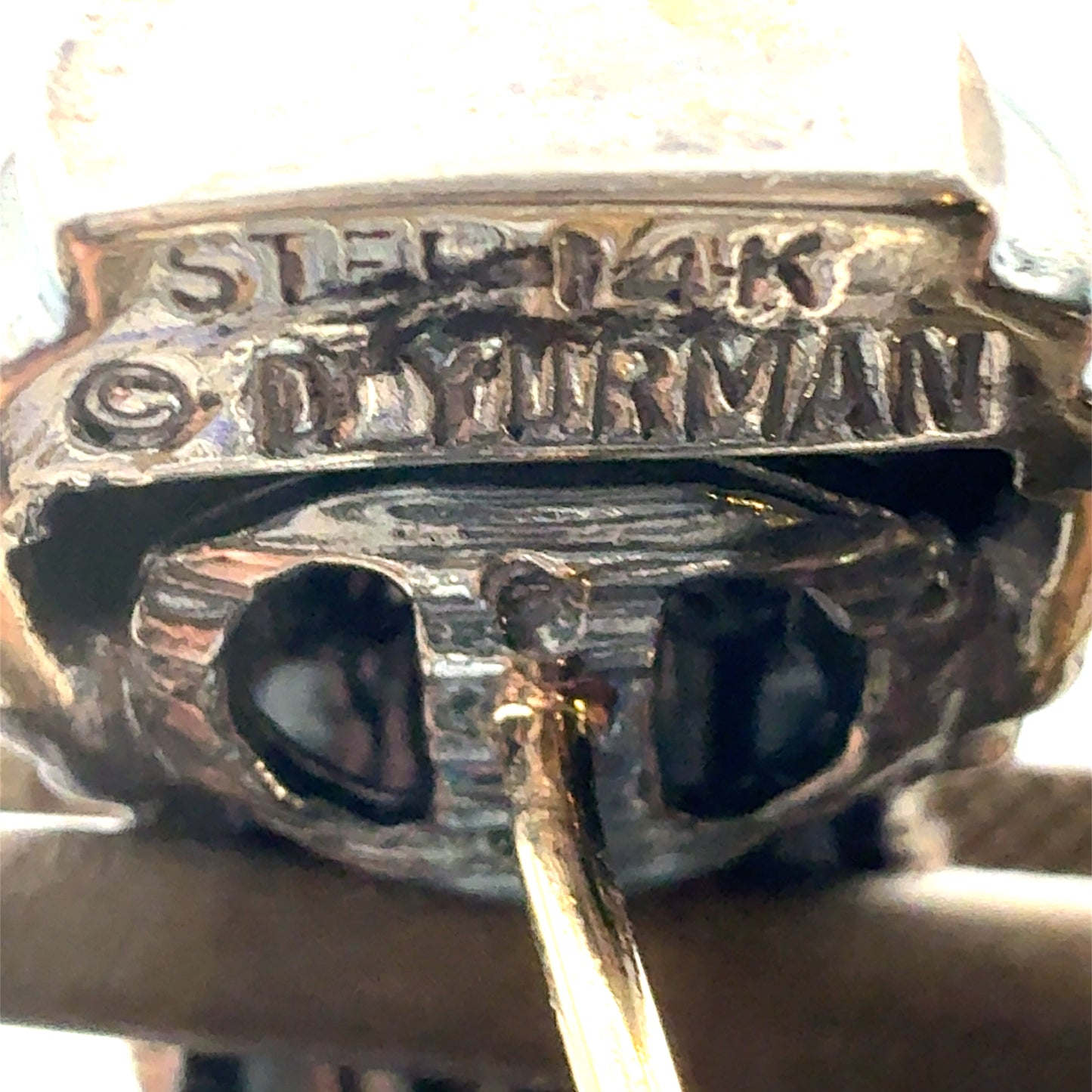 David Yurman Omega Back Earrings 14k Gold Sterling Silver Estate DY746