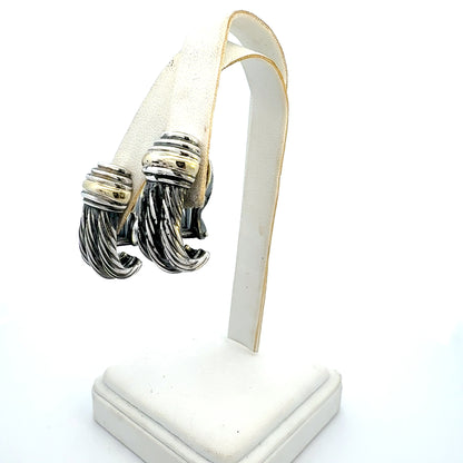 David Yurman Omega Back Earrings 14k Gold Sterling Silver Estate DY746