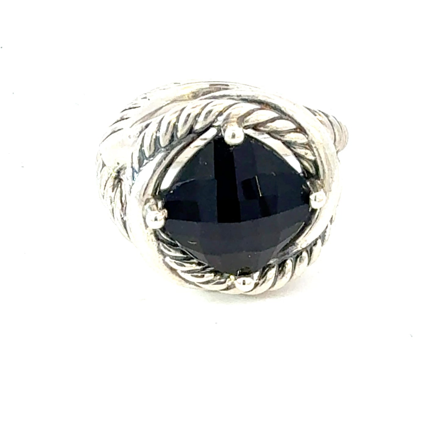 David Yurman Onyx Ring Size 7 Silver Estate DY752