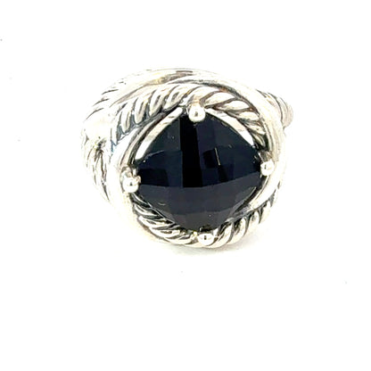 David Yurman Onyx Ring Size 7 Silver Estate DY752