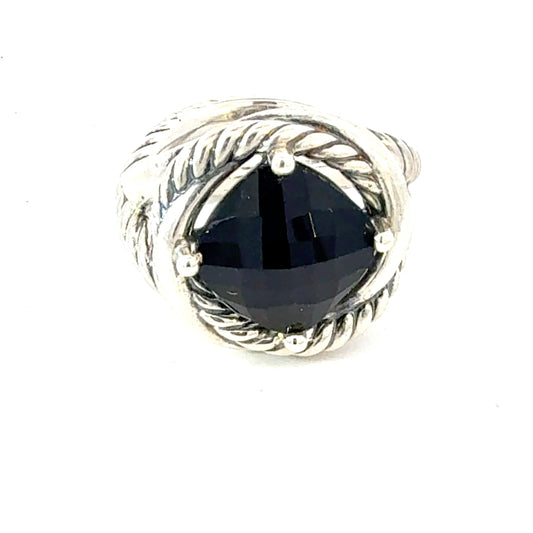 David Yurman Onyx Ring Size 7 Silver Estate DY752