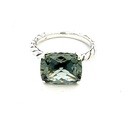 David Yurman Prasiolite Ring Size 7 Silver Estate DY758