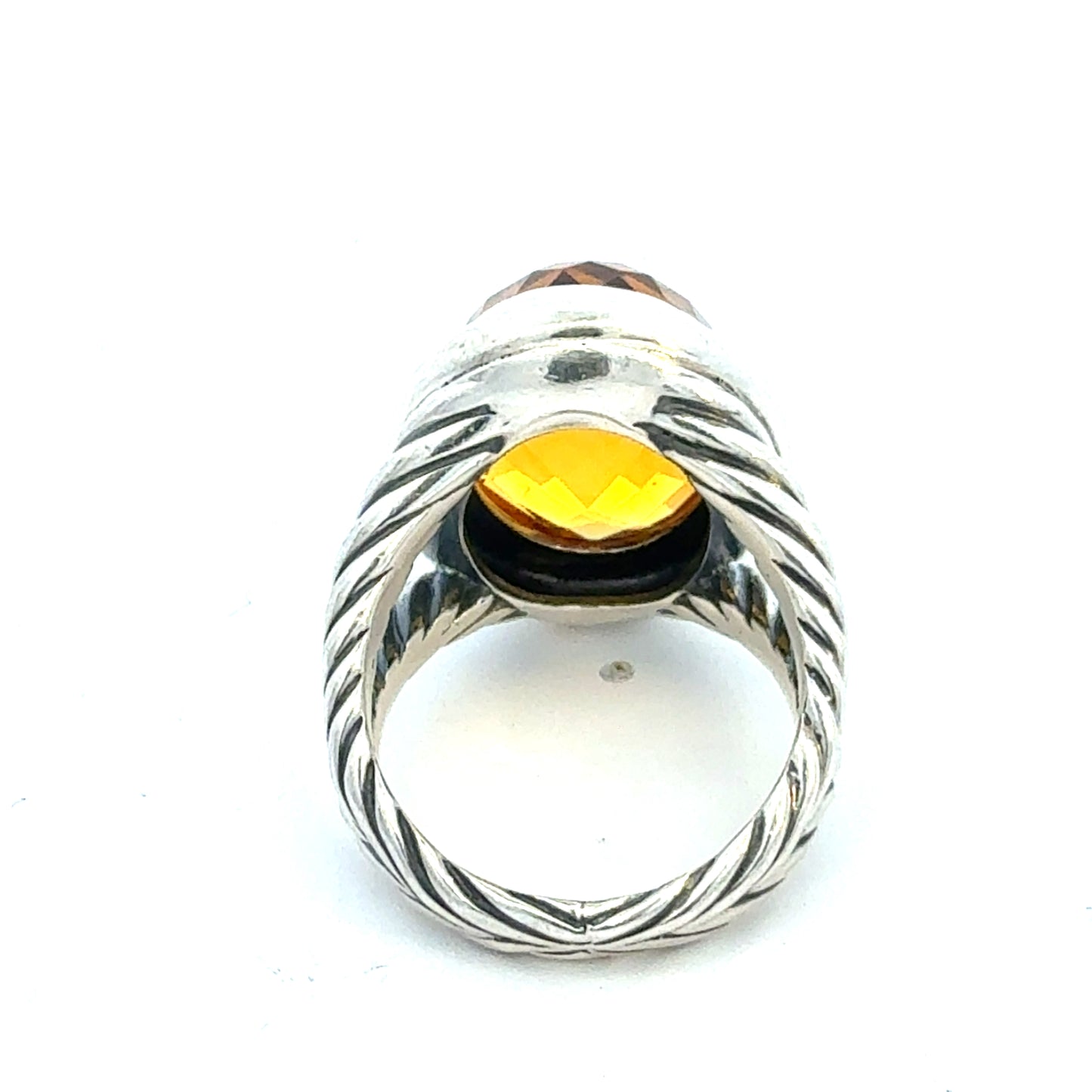 David Yurman Oval Citrine Ring Size 8 Silver Estate DY757