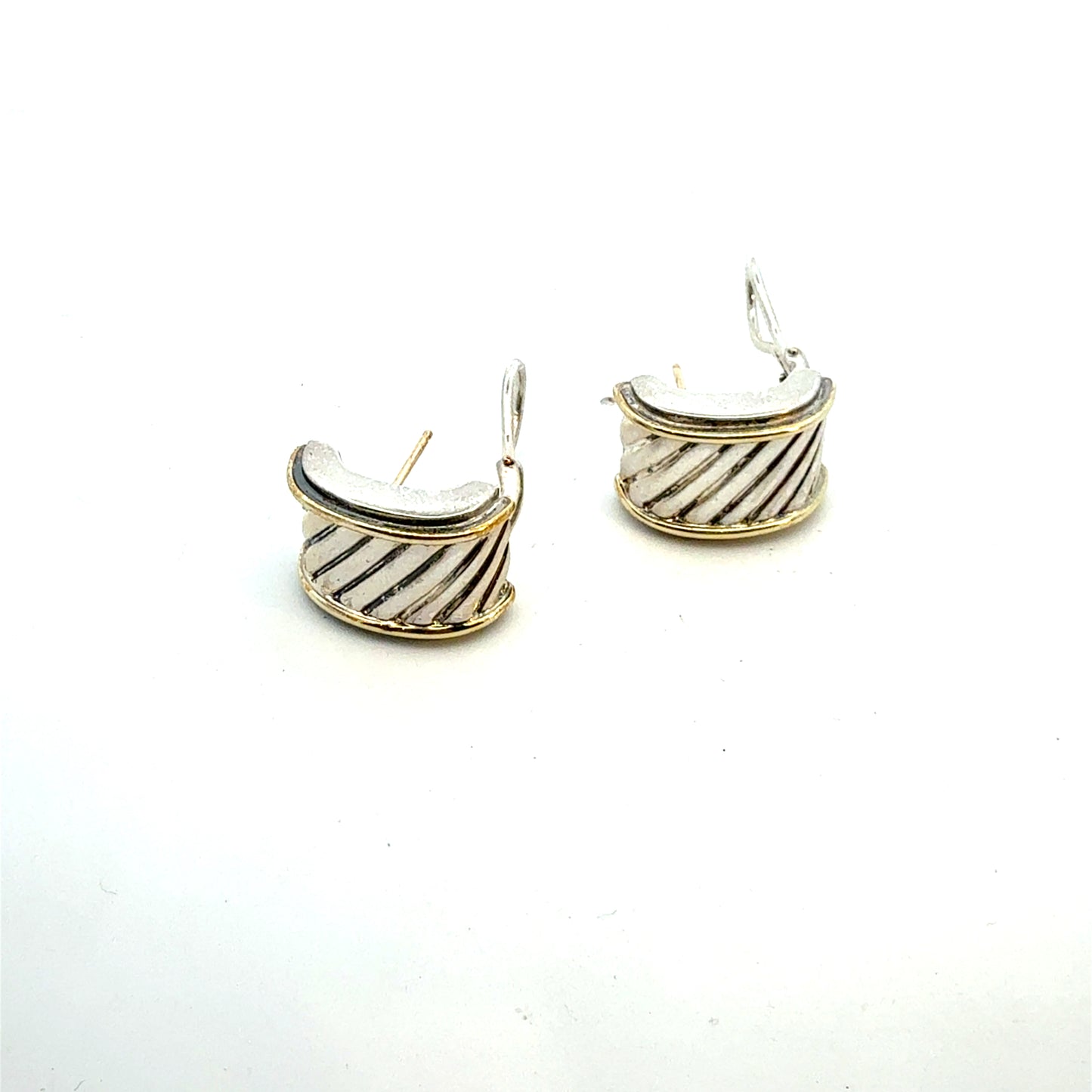 David Yurman Cigar Earrings 14k Gold Silver Estate DY759