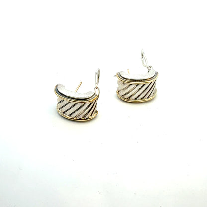 David Yurman Cigar Earrings 14k Gold Silver Estate DY759