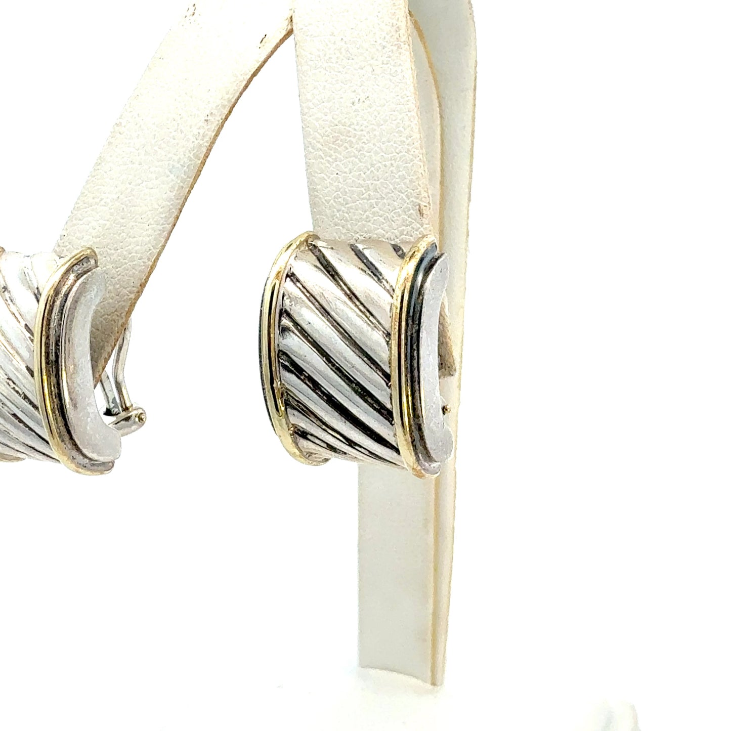 David Yurman Cigar Earrings 14k Gold Silver Estate DY759