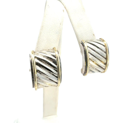 David Yurman Cigar Earrings 14k Gold Silver Estate DY759