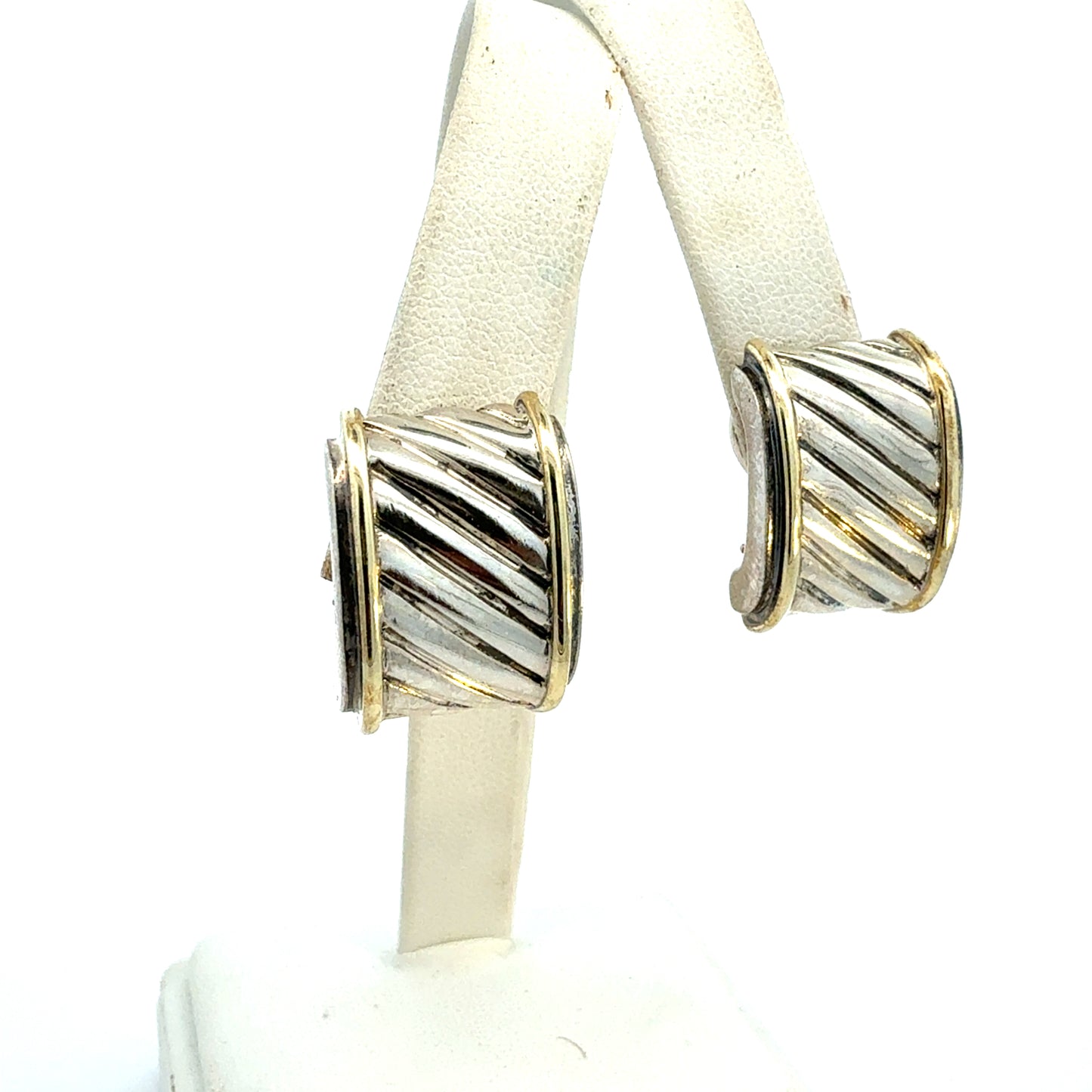 David Yurman Cigar Earrings 14k Gold Silver Estate DY759