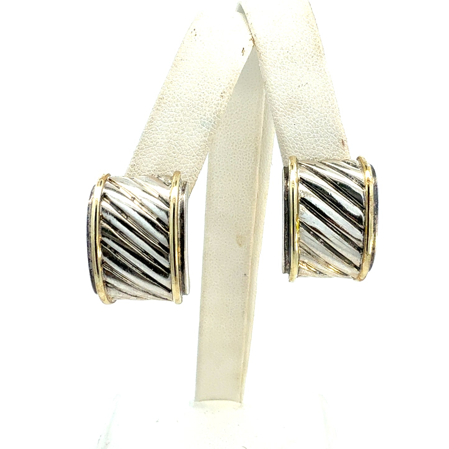 David Yurman Cigar Earrings 14k Gold Silver Estate DY759